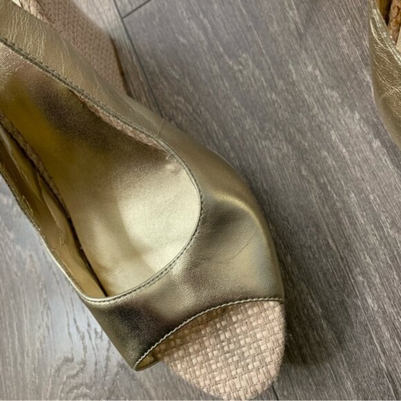 Aldo Women's Wedge Platform Sandals espadrilles Slingback Gold Y2k 2000s Size 9 - Picture 4 of 15